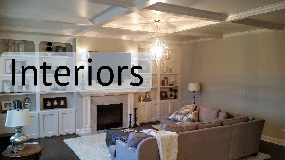 D.F. Painting paints Interior Painting. Beautifully painted living room with coffered ceiling and fully furnished